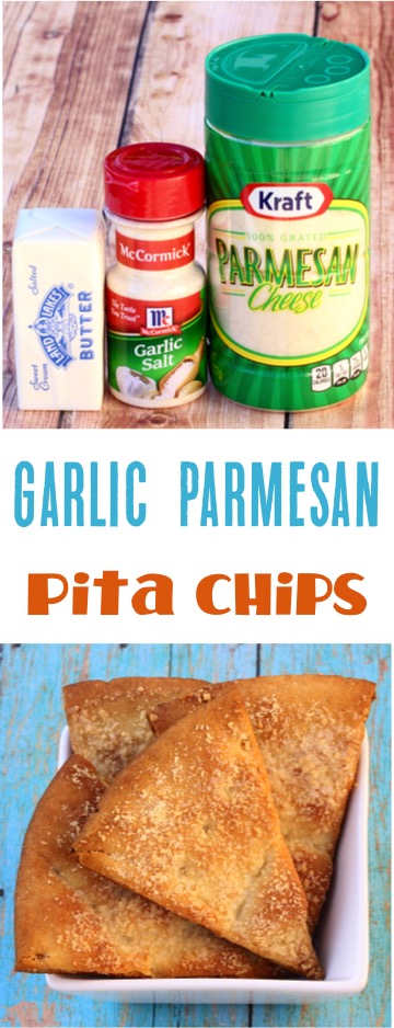 Easy Garlic Parmesan Pita Chips Recipe! Just 4 ingredients! | NeverEndingJourneys.com