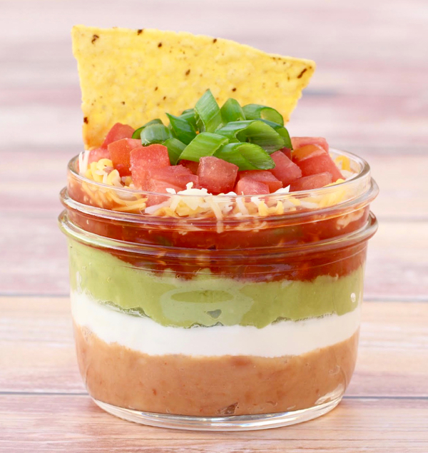 Individual Seven Layer Dip Cups from NeverEndingJourneys.com