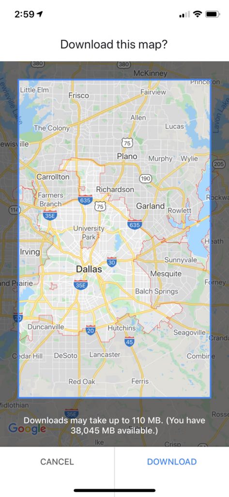How to Save Data While Traveling Offline Dallas Map Trick